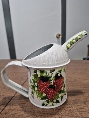 Hand Painted With Strawberries Vintage Oil Can